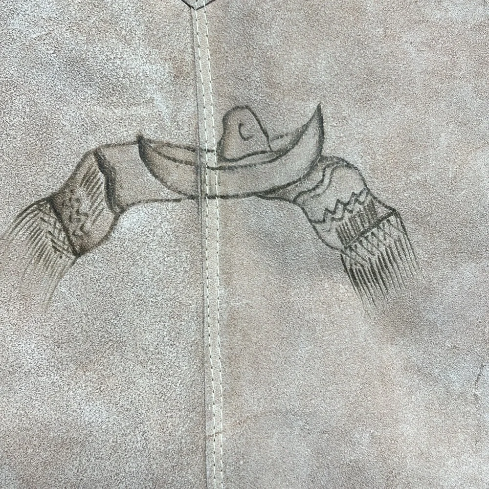 Jack Flash Western Leather Vest Light Brown Tan Lined‎ Snap Closure Youth Large
